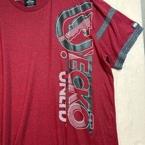 Ecko Unltd. Men's Graphic T Shirt Maroon Gray Stripes 3XL Y2K